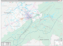 Johnson City Metro Area Wall Map Premium Style 2026
